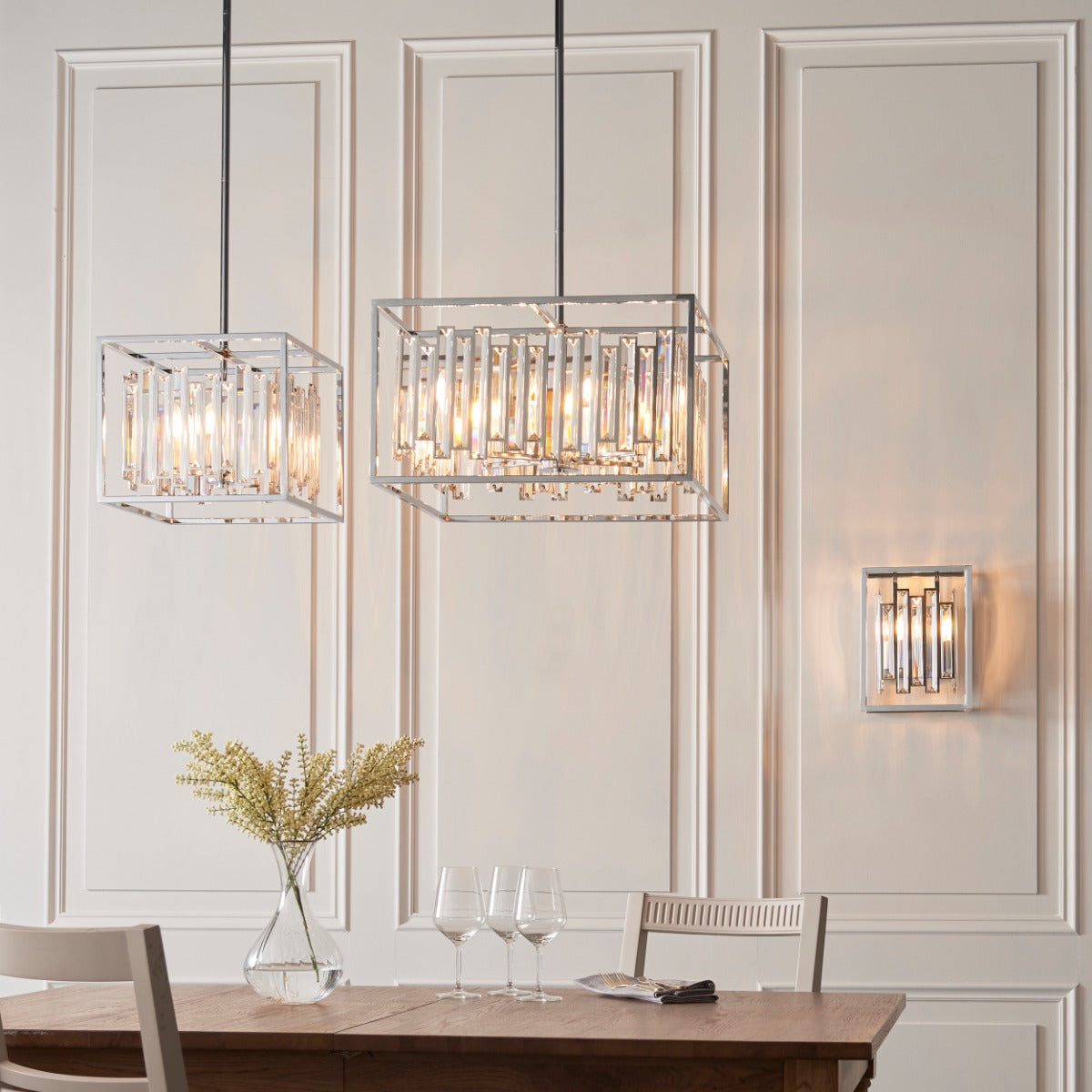 Endon Acadia 4 Light Pendant Light in Chrome with Clear Crystal