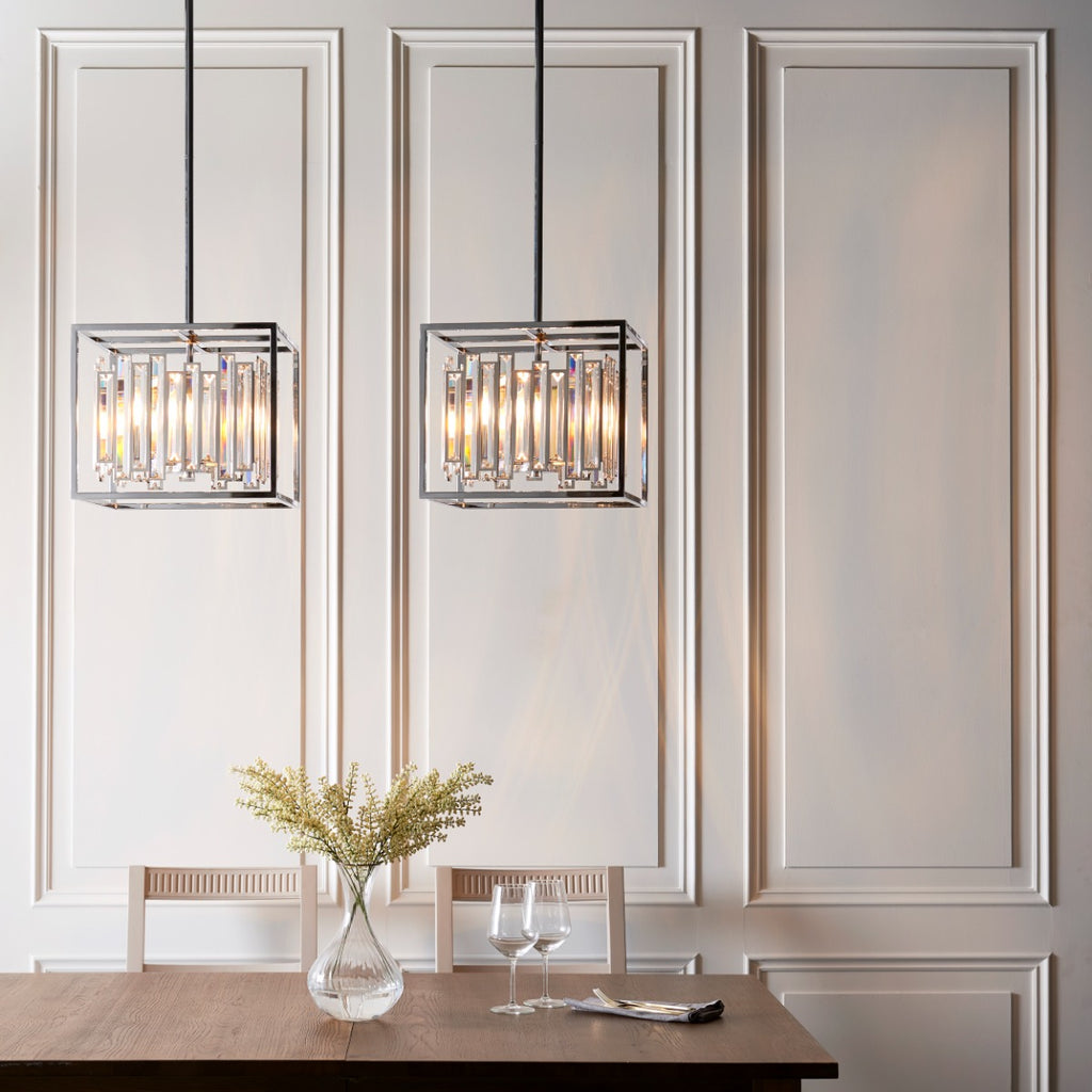 Endon Acadia 4 Light Pendant Light in Chrome with Clear Crystal