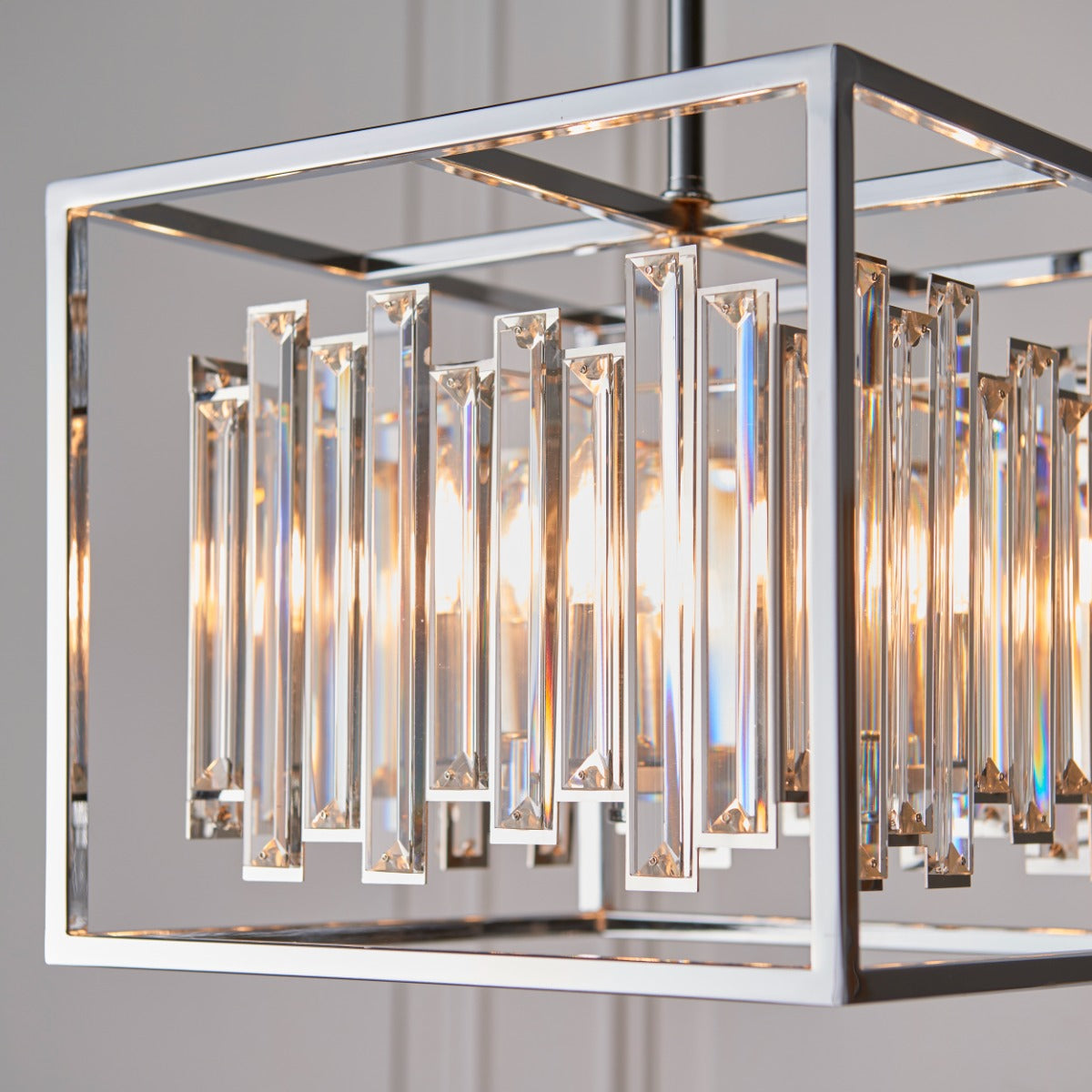 Endon Acadia 4 Light Pendant Light in Chrome with Clear Crystal