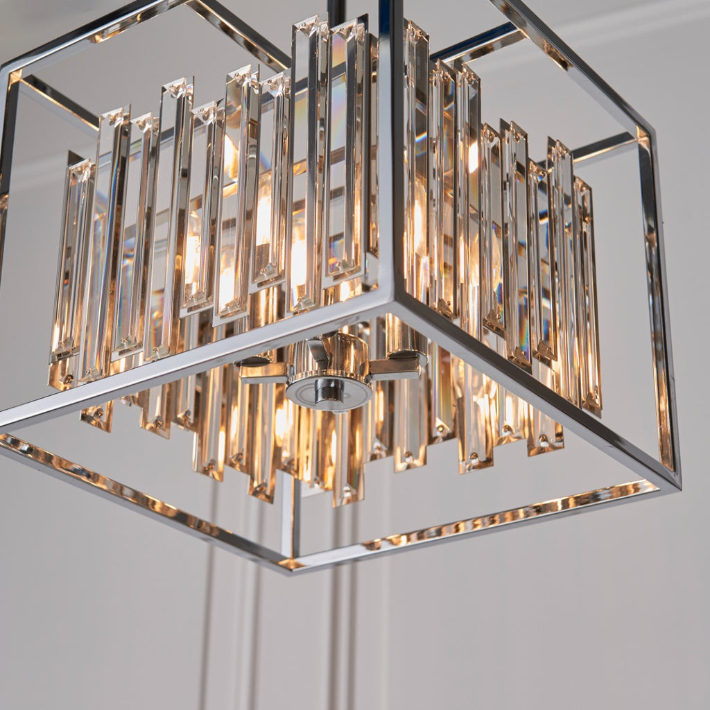 Endon Acadia 4 Light Pendant Light in Chrome with Clear Crystal