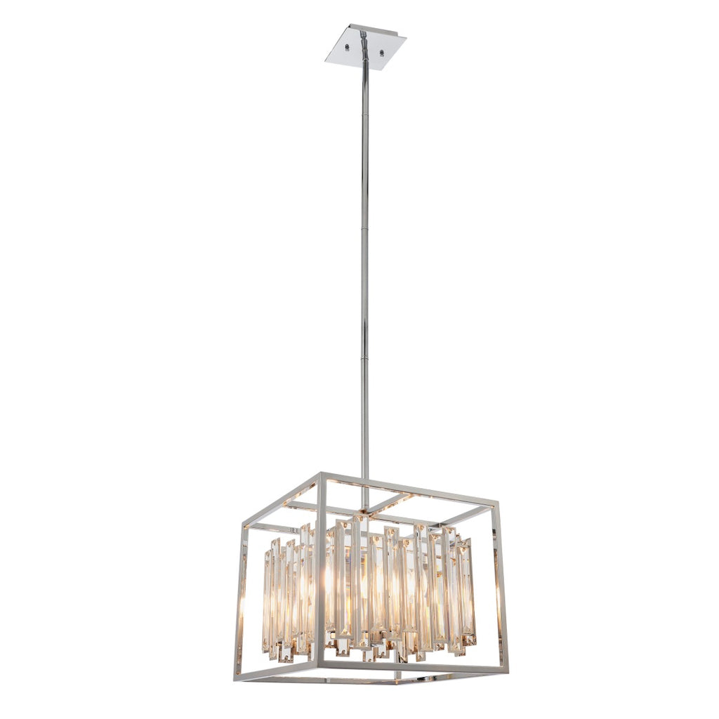 Endon Acadia 4 Light Pendant Light in Chrome with Clear Crystal