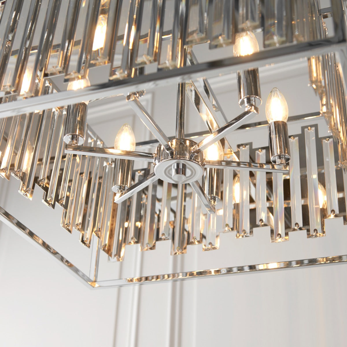 Endon Acadia 6 Light Pendant Light in Chrome with Clear Crystal