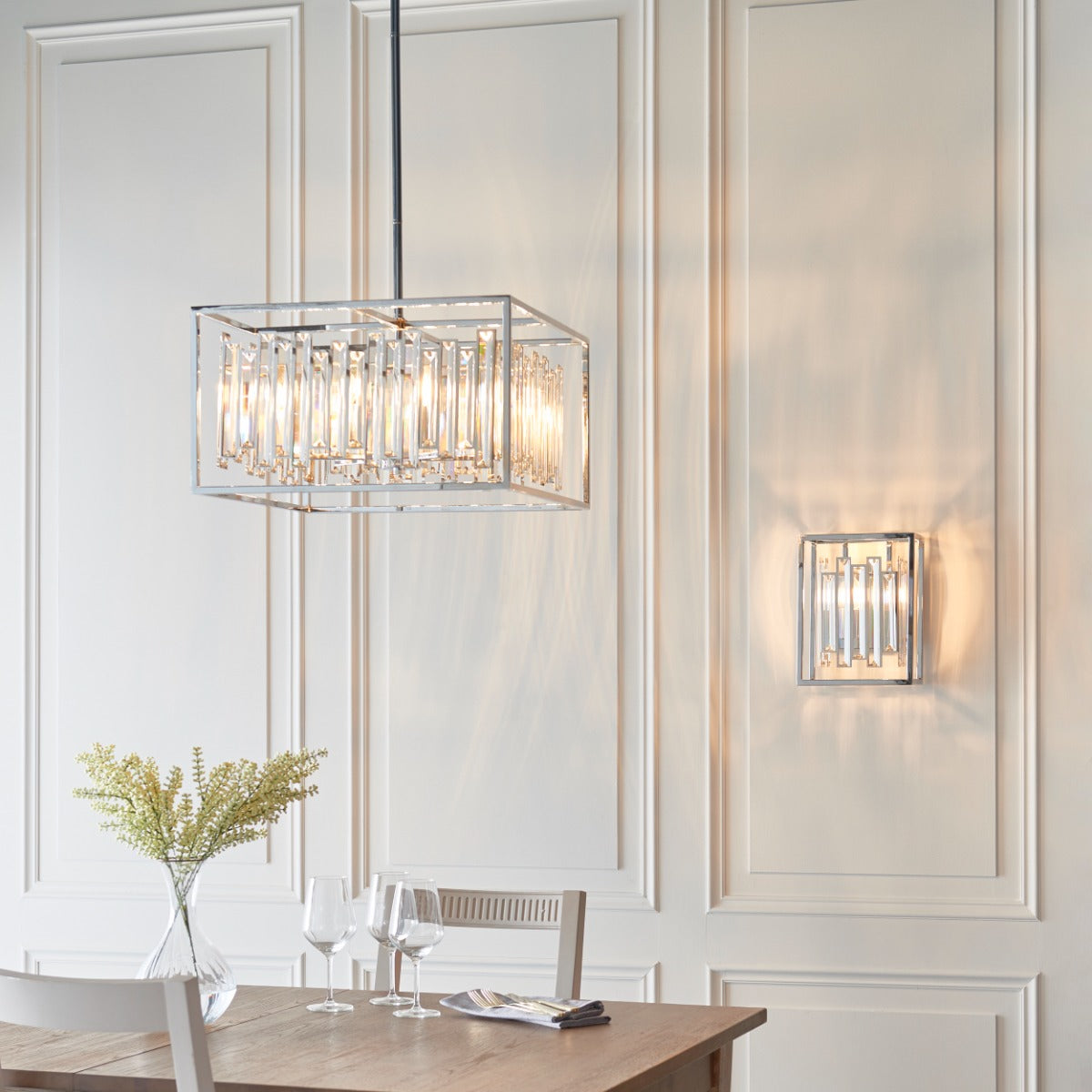 Endon Acadia 1 Light Wall Light in Chrome with Clear Crystal