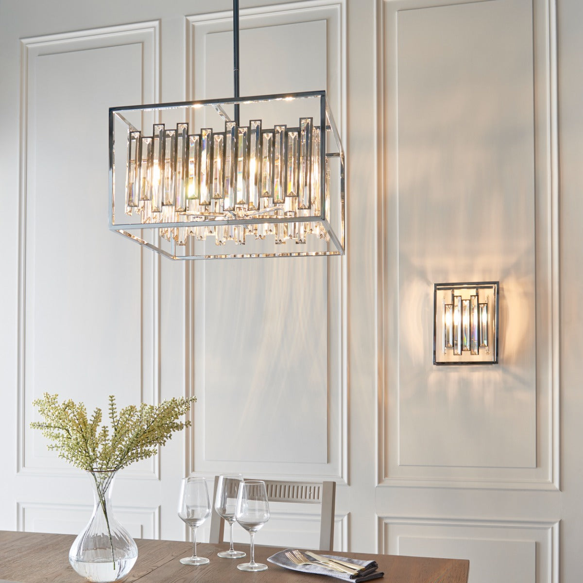 Endon Acadia 1 Light Wall Light in Chrome with Clear Crystal