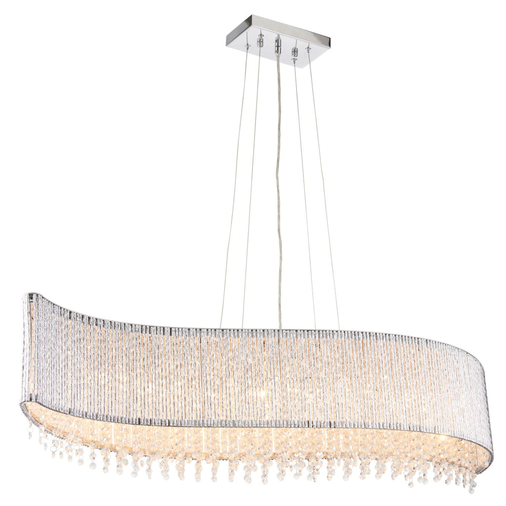 Endon Galina 8 Light Linear Pendant in Polished Chrome with Crystal Shade