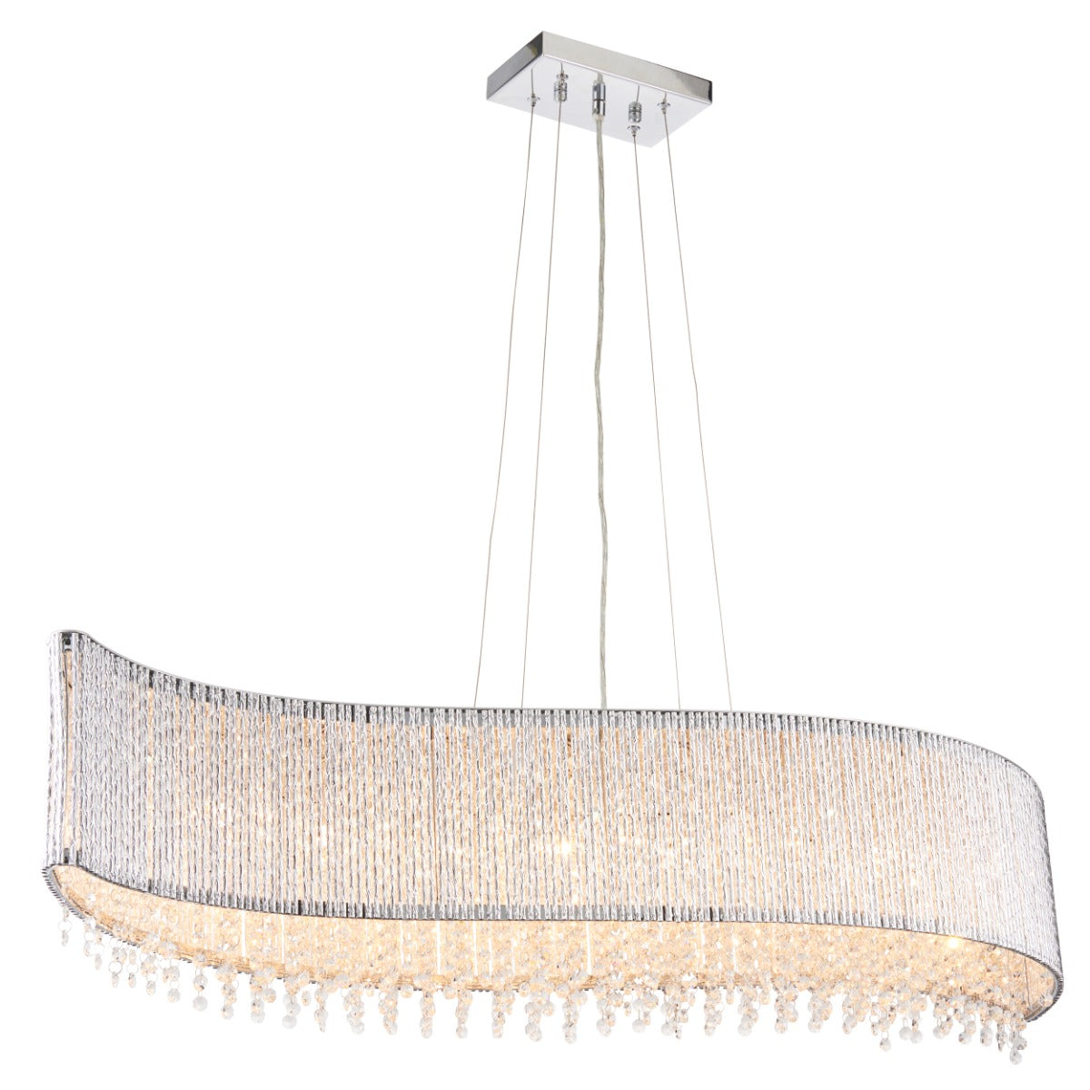 Endon Galina 8 Light Linear Pendant in Polished Chrome with Crystal Shade