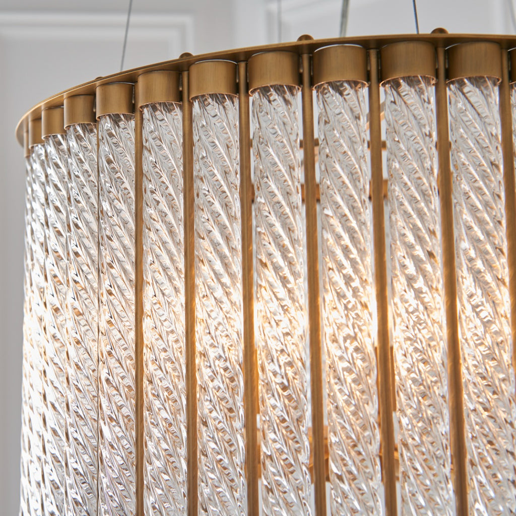 Endon Romola 6 Light Pendant Matt Gold with Clear Glass Rods