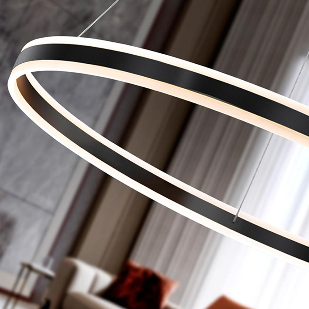 Schuller Helia Circular Pendant Light in Matt Black with Opal Diffusion