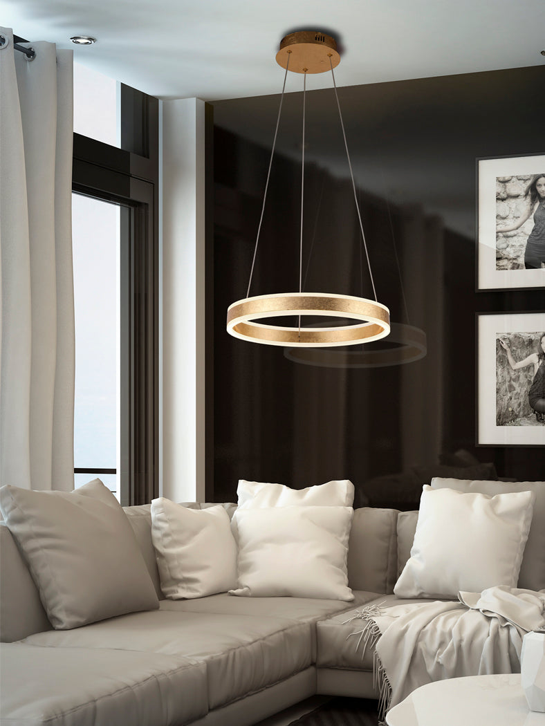 Schuller Helia Pendant Light in Gold Leaf Opal Diffuser