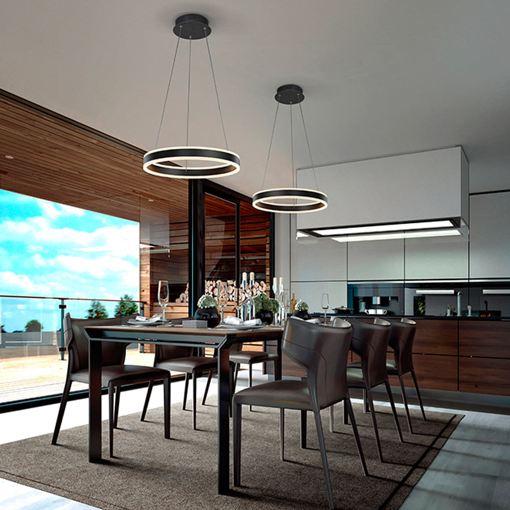 Schuller Helia Pendant Light in Matt Black with Opal Diffuser