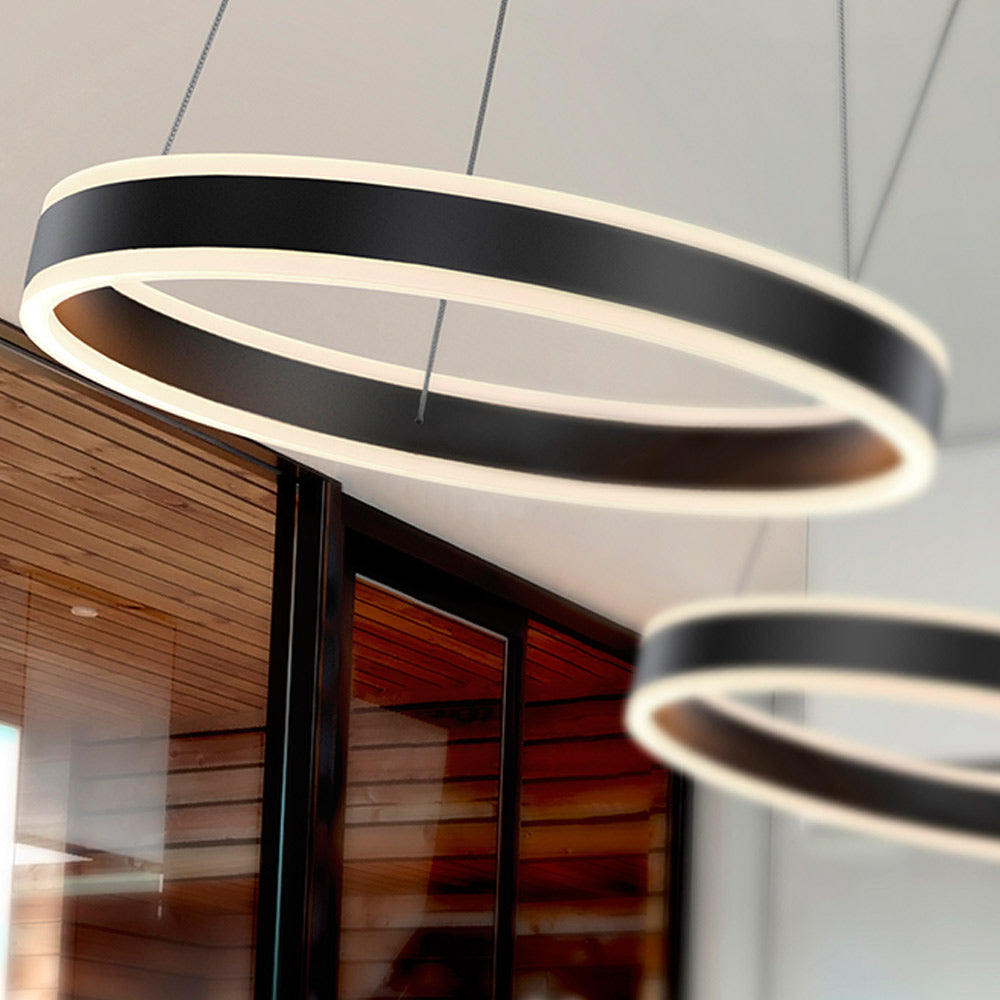 Schuller Helia Pendant Light in Matt Black with Opal Diffuser