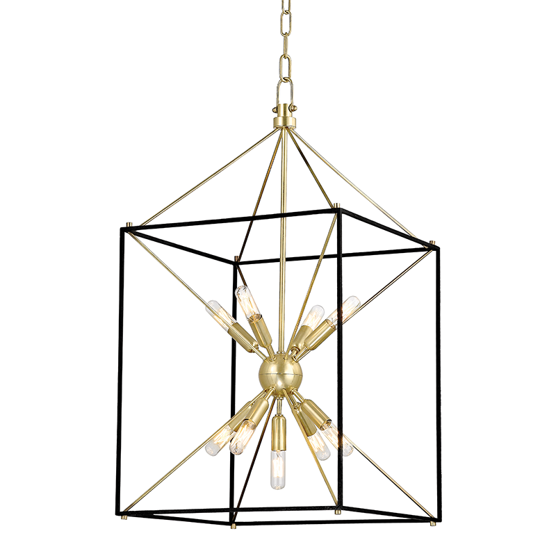 Hudson Valley Glendale 9 Light Pendant Light in Aged Brass