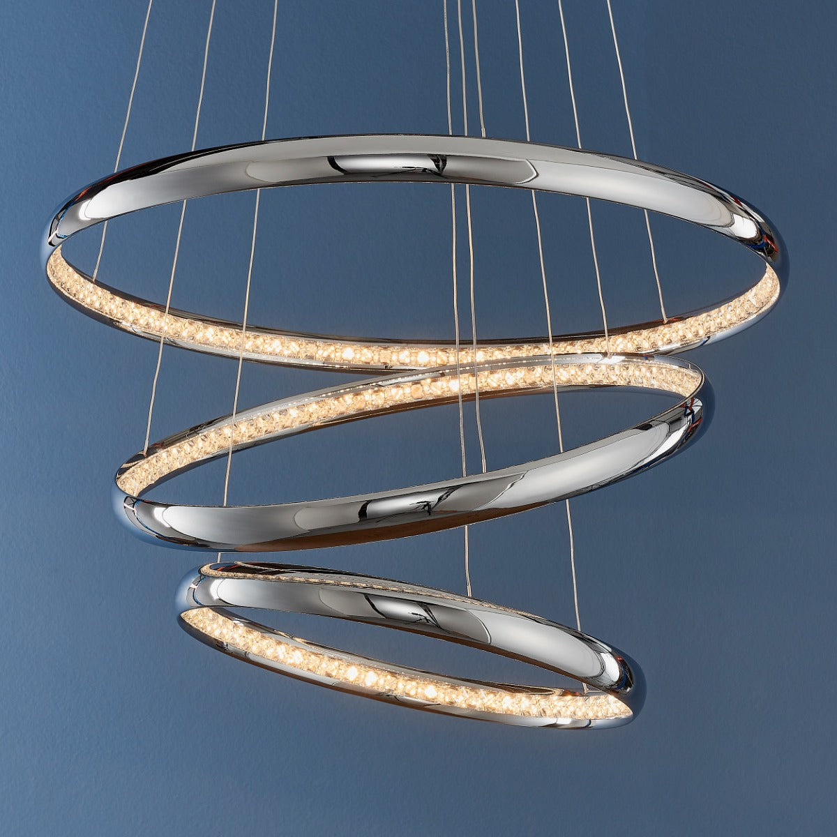 Endon Ozias 1 Light Pendant Light in Chrome with Clear Crystal Detail