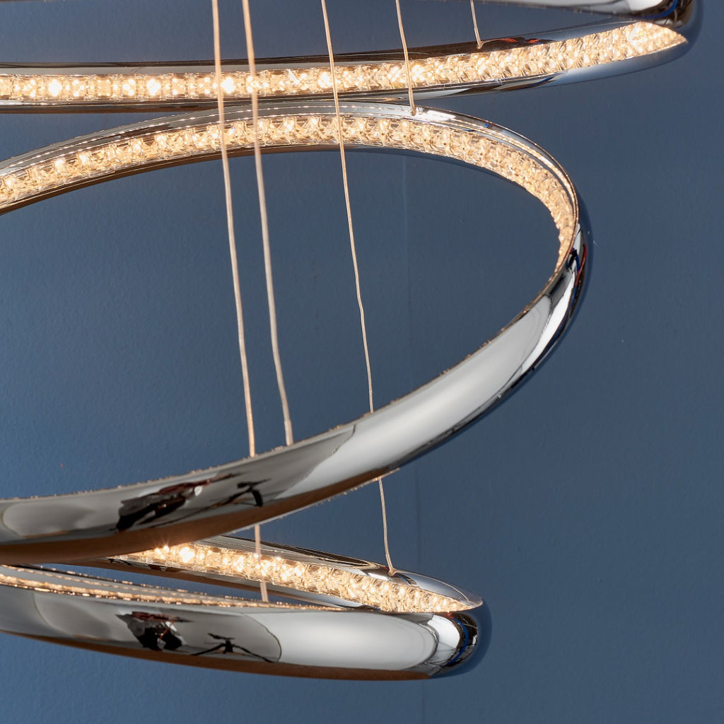 Endon Ozias 1 Light Pendant Light in Chrome with Clear Crystal Detail