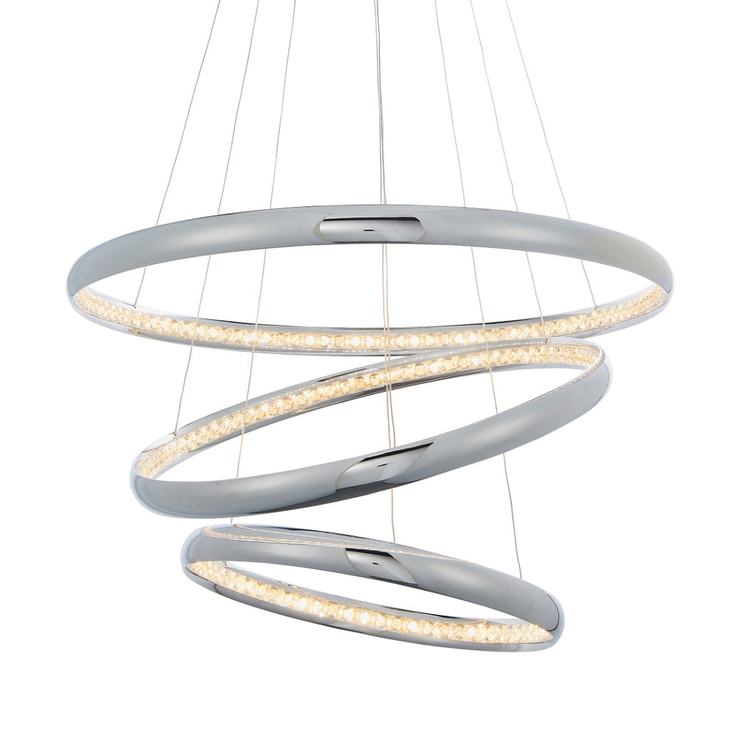 Endon Ozias 1 Light Pendant Light in Chrome with Clear Crystal Detail