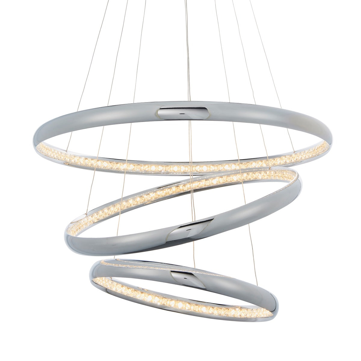 Endon Ozias 1 Light Pendant Light in Chrome with Clear Crystal Detail