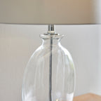 Endon Gideon Table Lamp in Nickel with Clear Glass and White Linen Fabric Shade