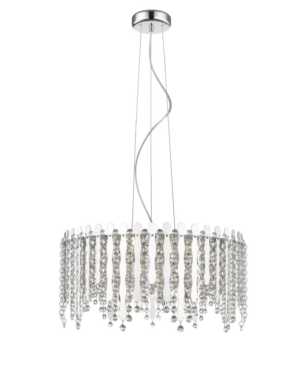 Regent Cassia 6 Light Pendant Light in Chrome with Crystal