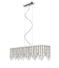 Regent Cassia 6 Light Linear Bar Pendant Light in Chrome with Crystal