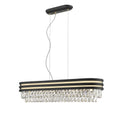 Regent Viola 6 Light Linear Bar Pendant Light with Crystal in Gold and Matt Black