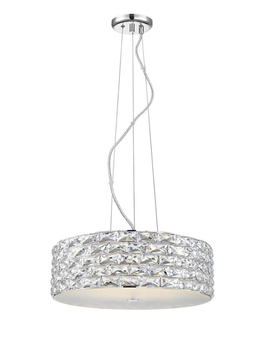 Regent Raisa 6 Light Pendant Light in Chrome with Crystal