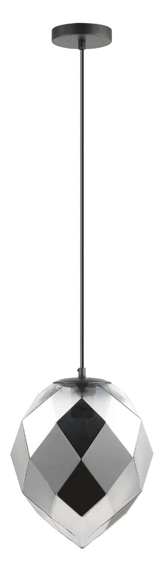 Regent Acacia Pendant Light in Chrome and Black with Glass