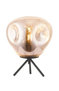 Regent Azalea Table Lamp in Gold with Black Glass Shade