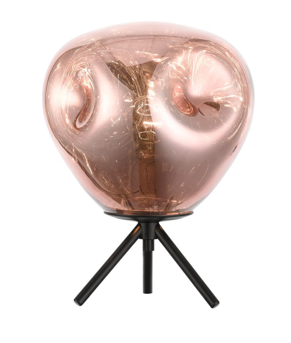 Regent Azalea Table Lamp in Copper and Black with Glass