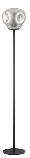 Regent Azalea Floor Lamp in Chrome and Black with Glass
