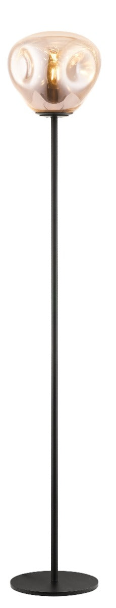 Regent Azalea Floor Lamp in Gold and Black with Glass