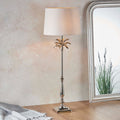 Endon Mia Tall Table Lamp in Polished Nickel with Natural Linen Shade