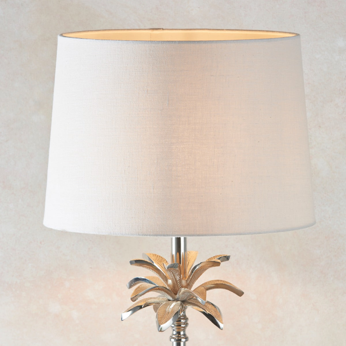 Endon Mia Tall Table Lamp in Polished Nickel with Natural Linen Shade