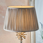 Endon Freya Table Lamp in Polished Nickel with Charcoal Grey Silk Shade