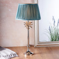 Endon Freya Table Lamp in Polished Nickel with Fir Silk