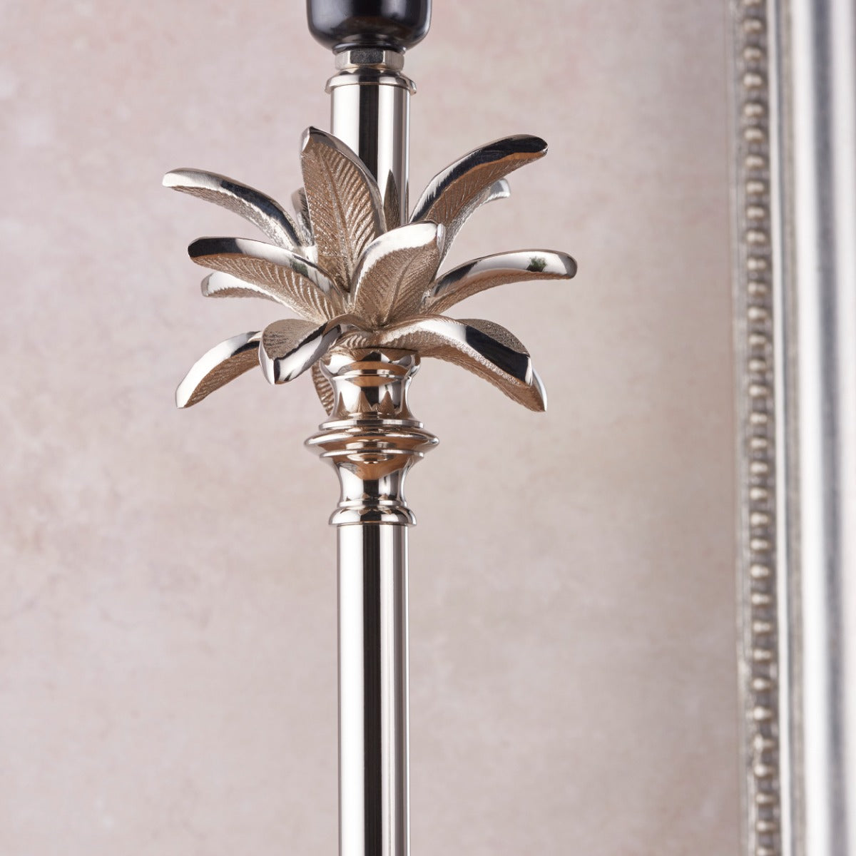 Endon Freya Table Lamp in Polished Nickel with Fir Silk
