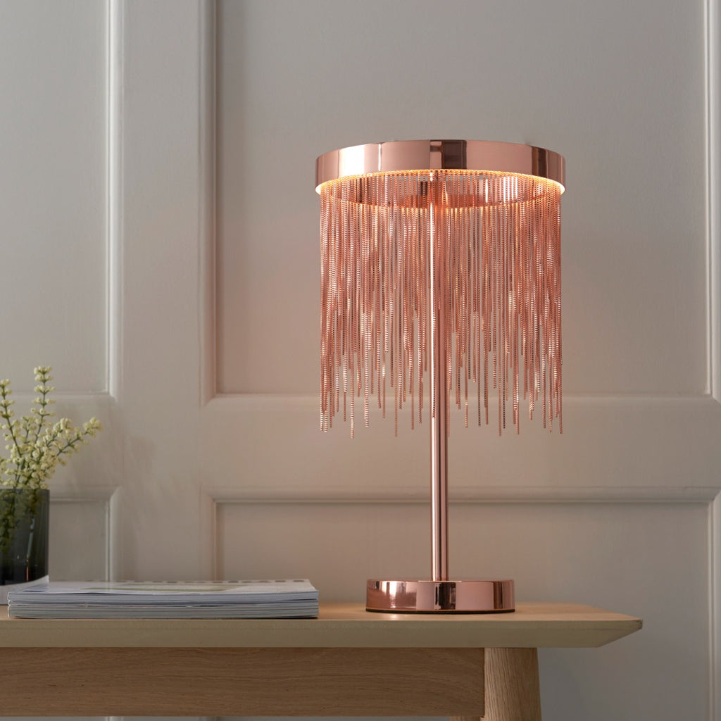 Endon Zelma Table Lamp in Brushed Copper and Copper