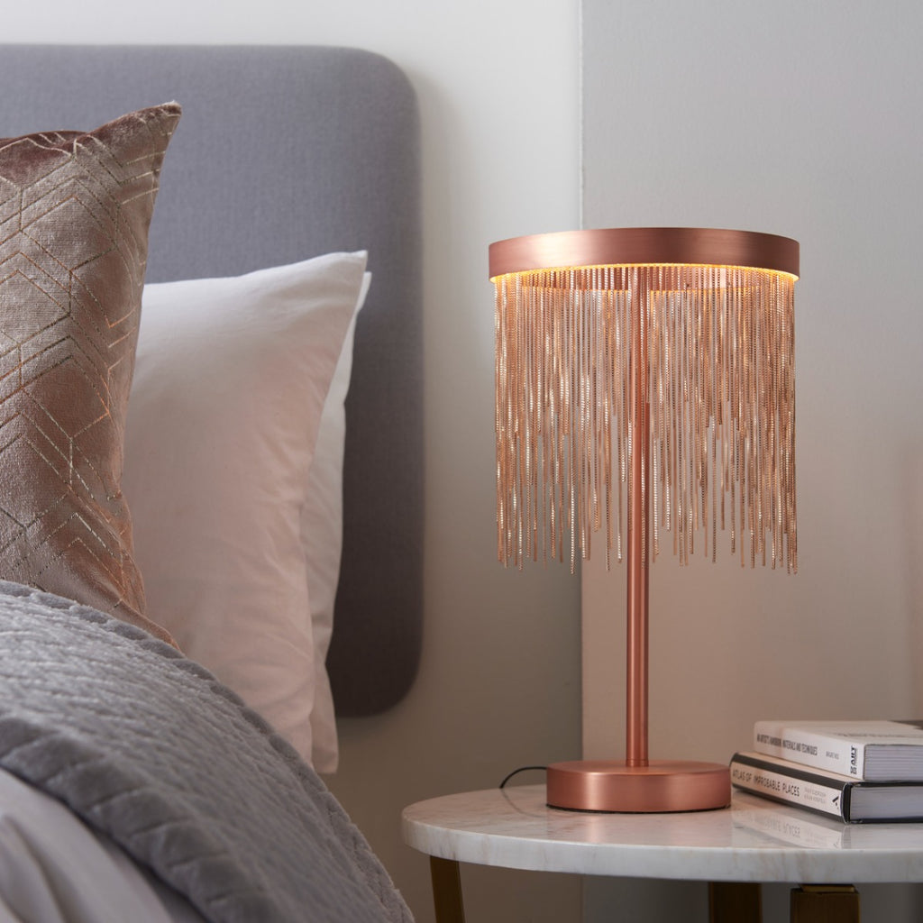 Endon Zelma Table Lamp in Brushed Copper and Copper