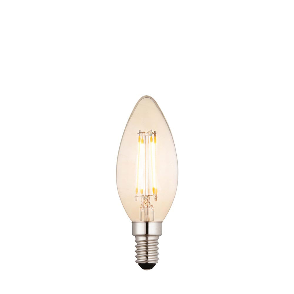Endon E14 LED Filament Candle 4 Watt Warm White Amber Tinted Glass