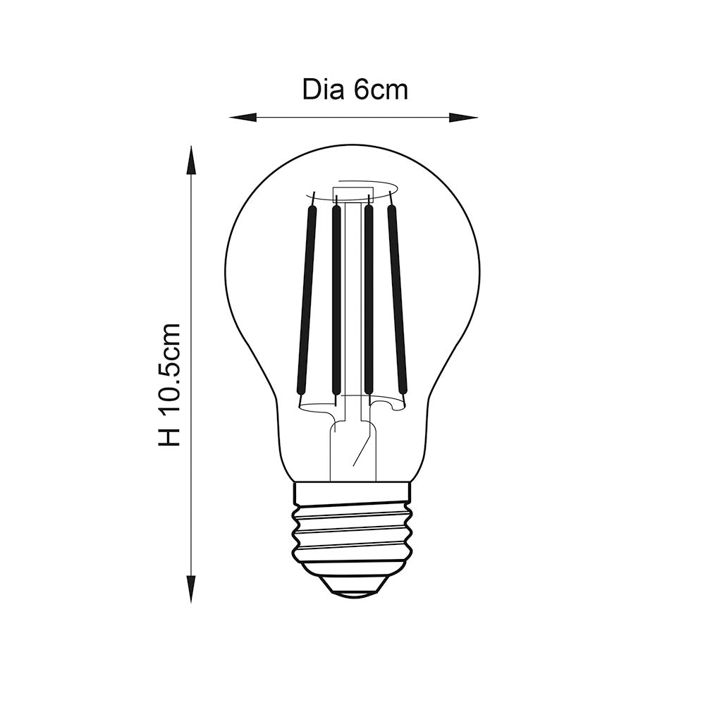 Endon E27 LED Filament GLS 6 Watt Dimmable Amber Tint Glass
