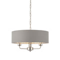 Endon Highclere Single Pendant Light in Bright Nickel Plate with Charcoal Fabric