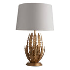 Endon Delphine Table Lamp in Gold Leaf with Ivory Cotton Fabric Shade