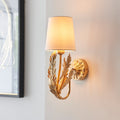 Endon Delphine 1 Light Wall Light in Gold Leaf with Ivory Cotton Fabric