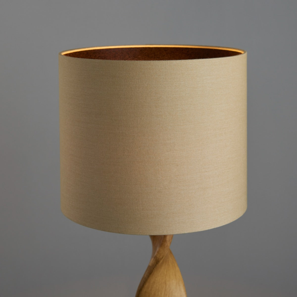 Endon Abia Table Lamp in Oak Effect Resin with Natural Linen Shade