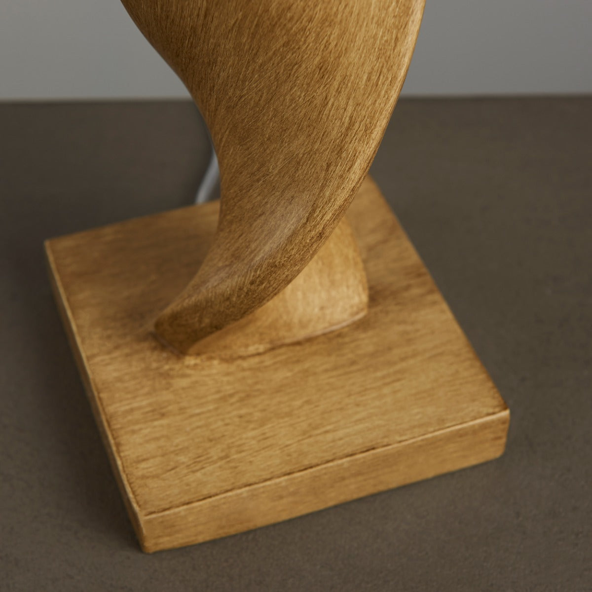 Endon Abia Table Lamp in Oak Effect Resin with Natural Linen Shade
