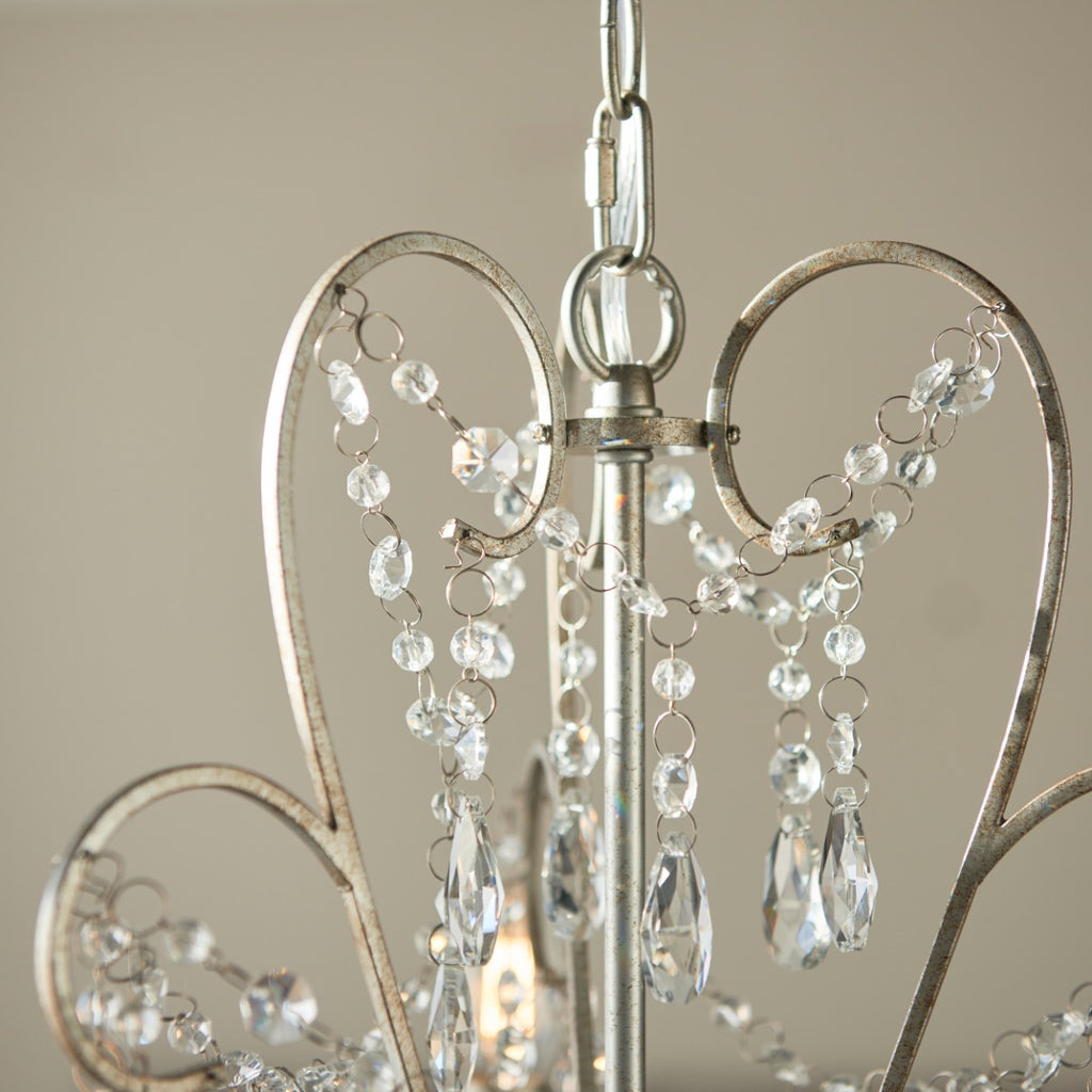 Endon Berkley 3 Light Pendant Aged Silver with Crystal Glass