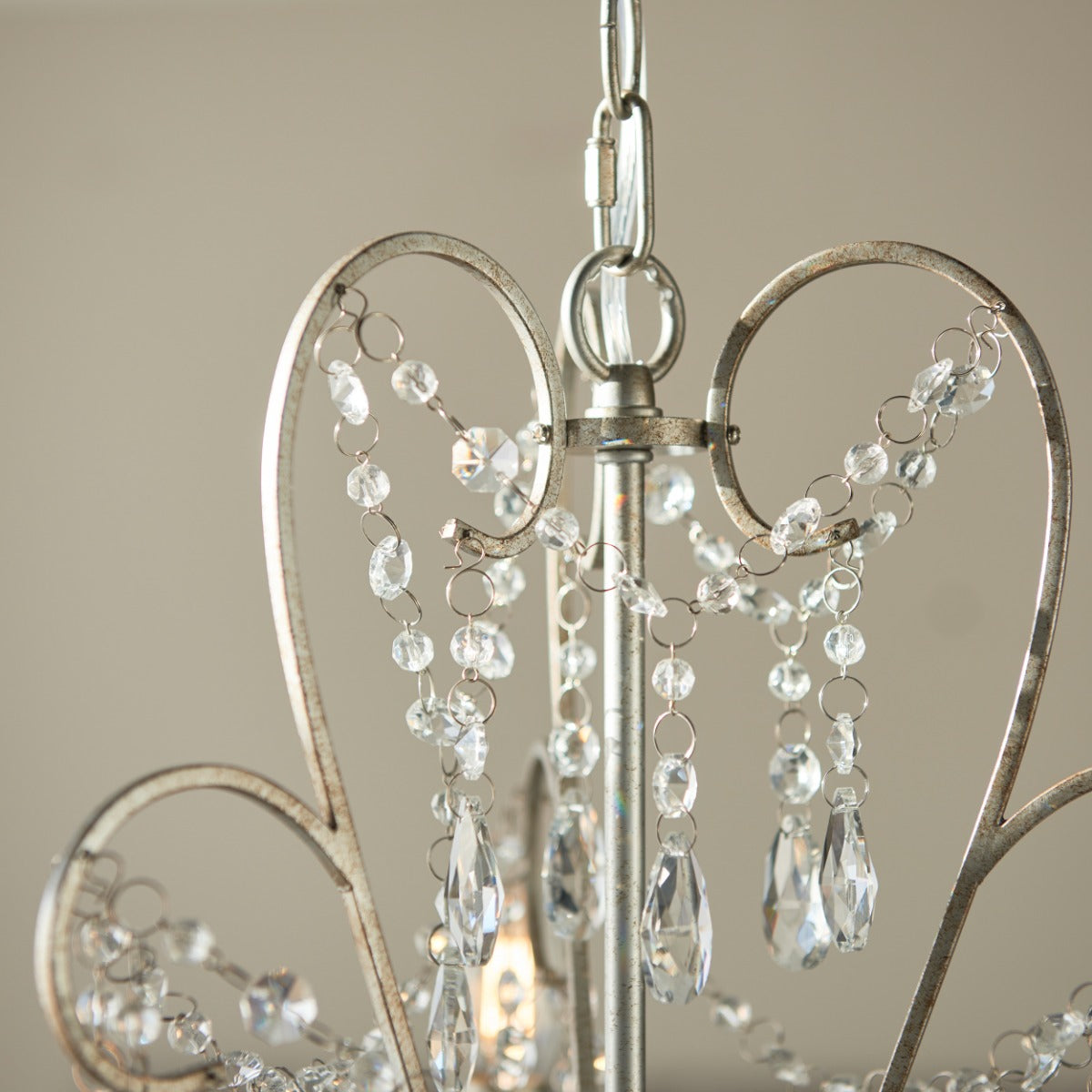 Endon Berkley 3 Light Pendant Aged Silver with Crystal Glass