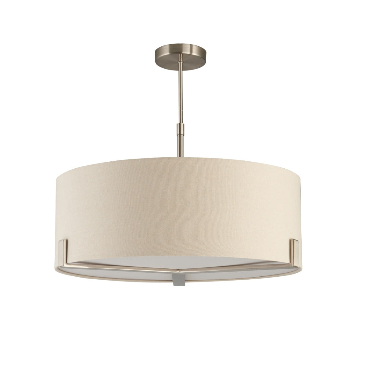 Endon Hayfield 3 Light Pendant Light in Satin Nickel with Grey Fabric