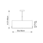 Endon Hayfield 3 Light Pendant Light in Satin Nickel with Grey Fabric