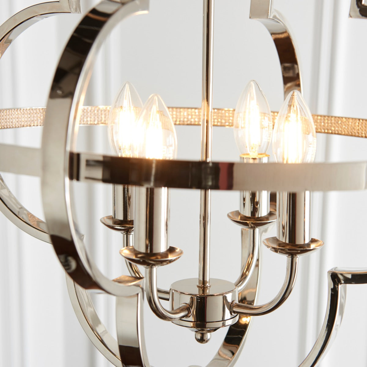 Novena Casais 4 Light Pendant Light Clear Faceted Acrylic Bright Nickel Plate