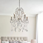 Endon Berkley 5 Light Pendant Aged Silver with Crystal Glass 
